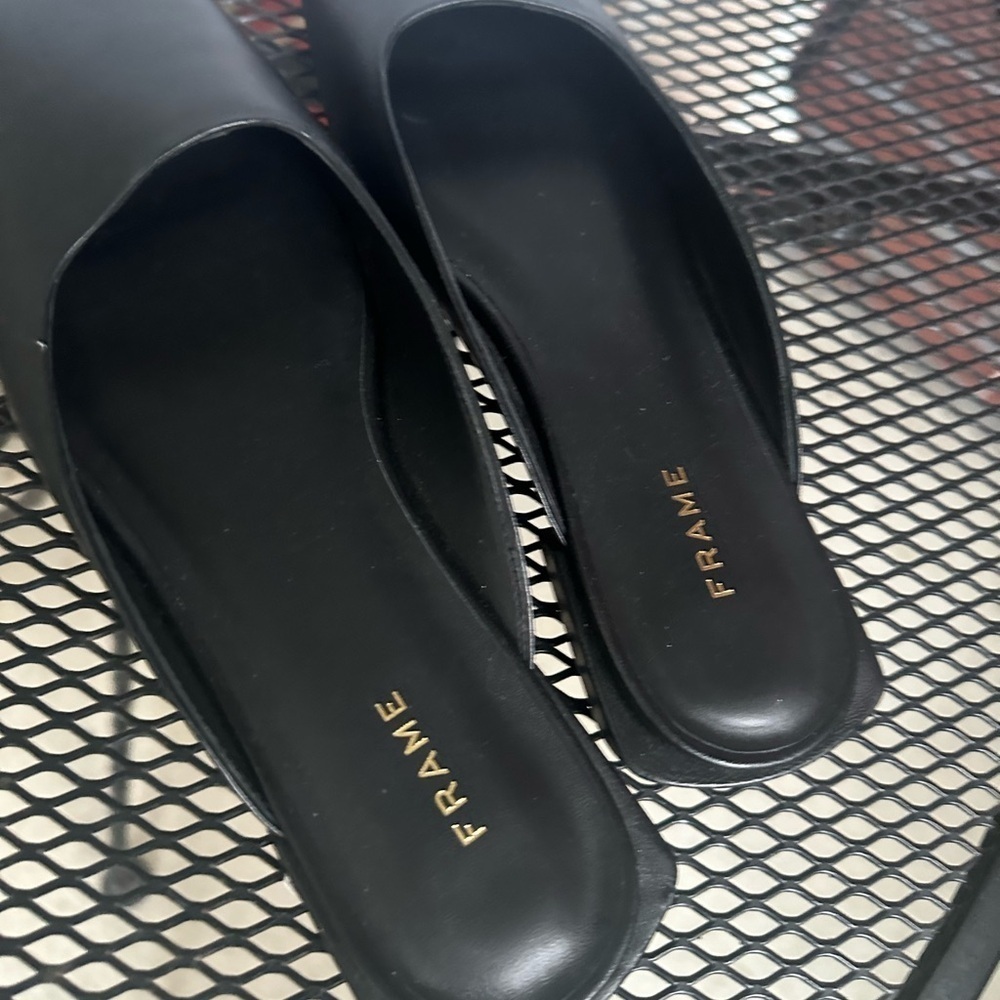 FRAME Le Town Black Leather Mules - Picture 5 of 7